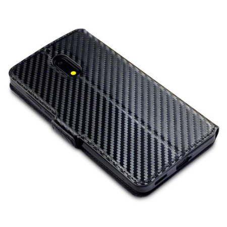 Olixar Nokia 6 2017 Carbon Fibre Texture Wallet Case - Black
