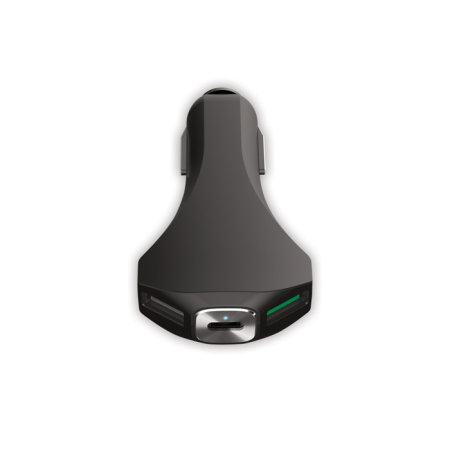 Forever Trio Car Charger With 2 QC USB-A & 1 USB-C Port - Black