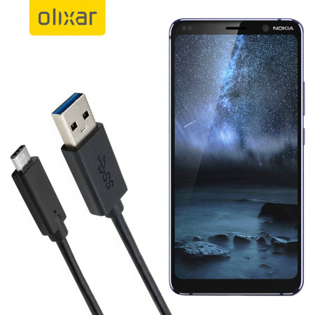 Olixar USB-C Nokia 9 PureView Charging Cable - Black 1m
