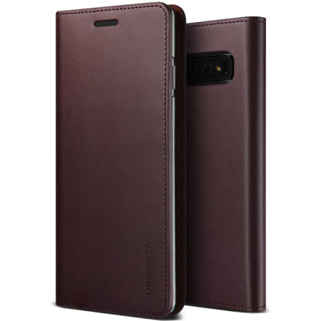 Housse Samsung Galaxy S10 VRS Design Diary en cuir véritable – Vin