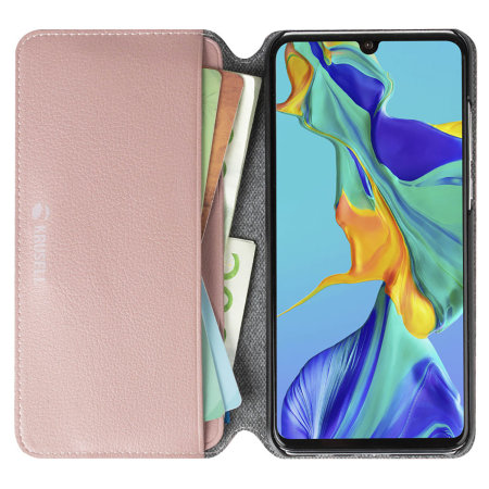 Krusell Pixbo Huawei P30 Lite Slim Leather 4 Card Wallet Case - Pink