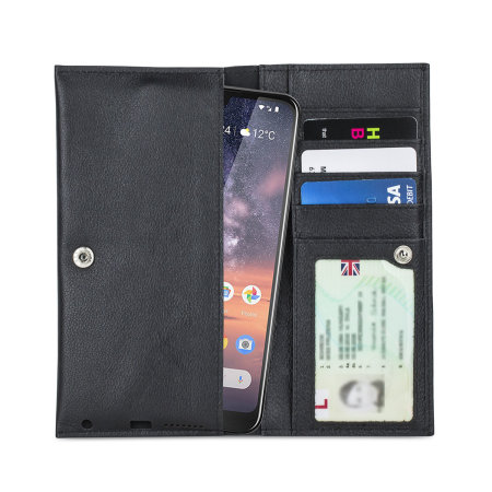 Housse Nokia 3.2 Olixar Primo portefeuille en cuir – Noir