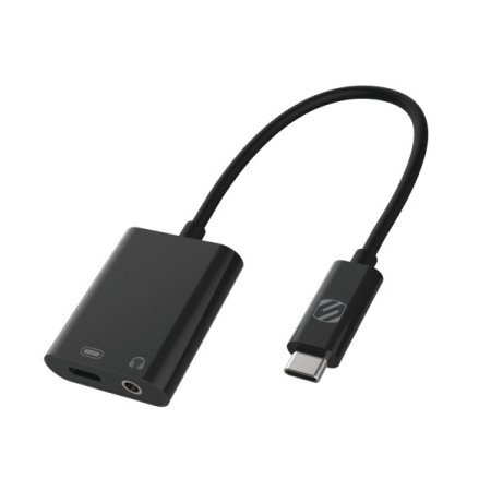 Adaptateur USB-C 3.5mm Scosche avec port de charge USB-C – Noir