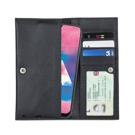 Olixar Primo Genuine Leather Samsung Galaxy M30 Wallet Case - Black