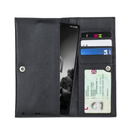 Housse Alcatel 3L Olixar Primo portefeuille en cuir – Noir