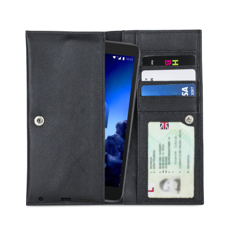 Olixar Primo Genuine Leather Alcatel 1c 2019 Wallet Case - Black