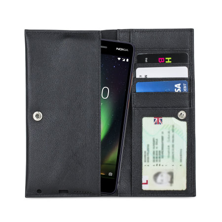 Olixar Primo Genuine Leather Nokia 2 V Wallet Case - Black