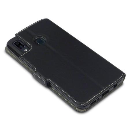 Olixar Samsung Galaxy A30 Low Profile PU Leather Wallet Case - Black