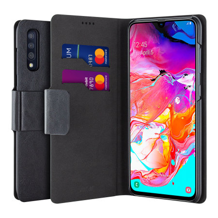 Olixar Leather-Style Samsung Galaxy A70 Wallet Stand Case - Black