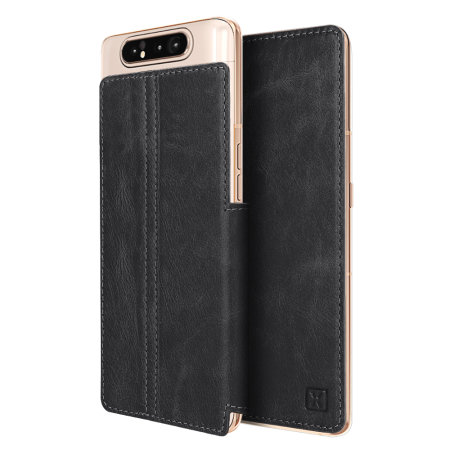 Olixar Slim Genuine Leather Samsung Galaxy A80 Wallet Case - Black