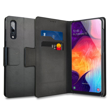 Olixar Leather-Style Samsung Galaxy A50 Wallet Stand Case - Black