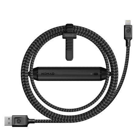 Nomad 2-in-1 Rugged 1.5m MFI Battery Lightning Cable - Black