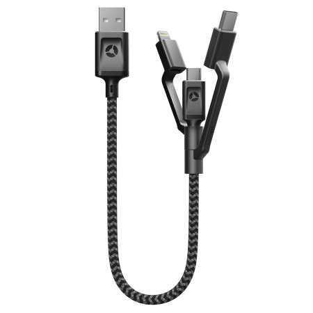 Nomad 30cm Universal USB-C/ Micro USB/ Lighting Cable - Black