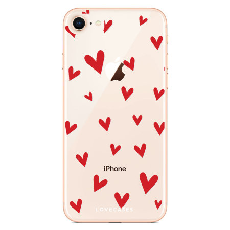 LoveCases iPhone 8 Plus Gel Case - Red Hearts
