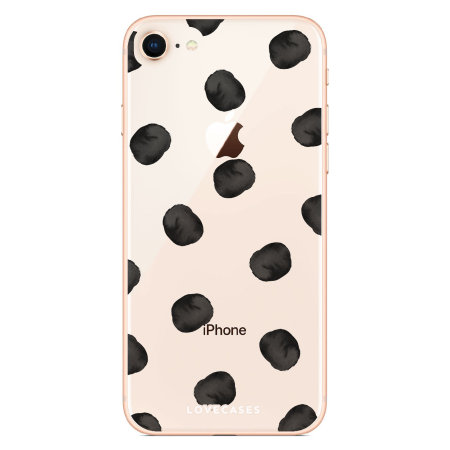Coque iPhone 8 Plus LoveCases Design Polka – Noir / transparent