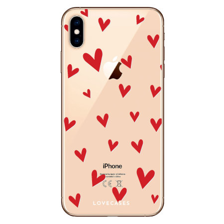 LoveCases iPhone XS Hearts Phone Case - Clear Red