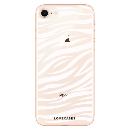 LoveCases iPhone 8 Plus Zebra Phone Case - Clear White