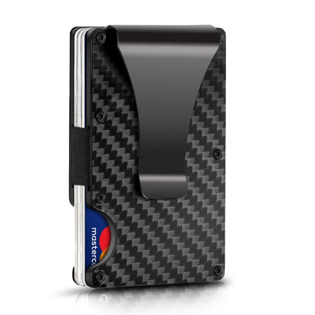 Olixar RFID Carbon Fibre Card Case With Money Clip - Black