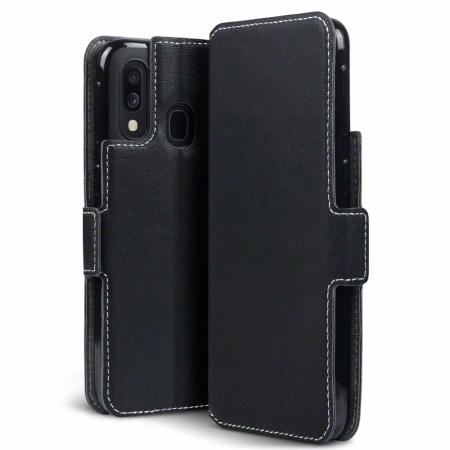 Olixar Leather-Style Low Profile Galaxy A40 Wallet Case - Black