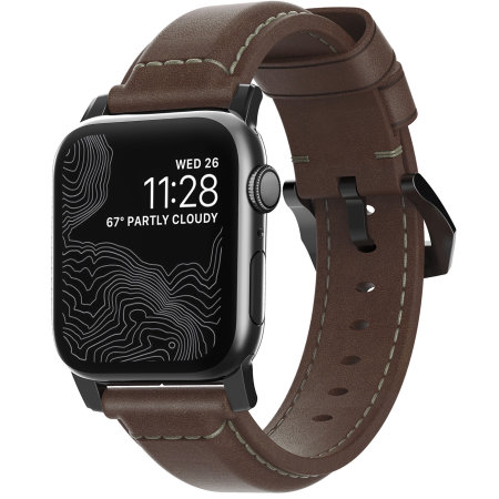 Nomad Apple Watch 44mm / 42mm Traditional  Brown Leather Strap - Black