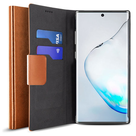 Olixar Leder-Stil Samsung Galaxy Note 10 Brieftasche Hülle - Bräunen