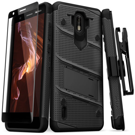 Zizo Bolt Nokia 3.1 C Case & Screen Protector- Black