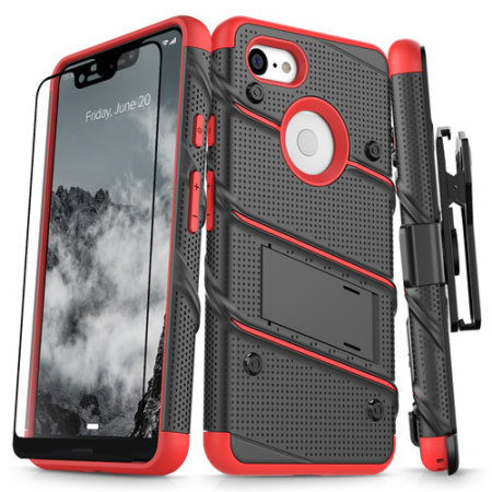 Zizo Bolt Google Pixel 3 XL Tough Case & Screen Protector - Black/Red