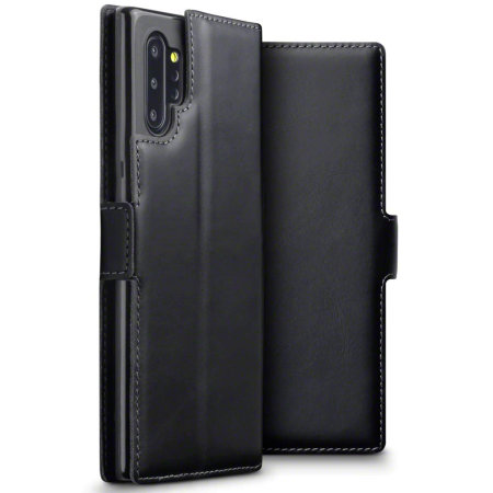 Olixar Slim Genuine Leather Samsung Note 10 Plus Wallet Case - Black