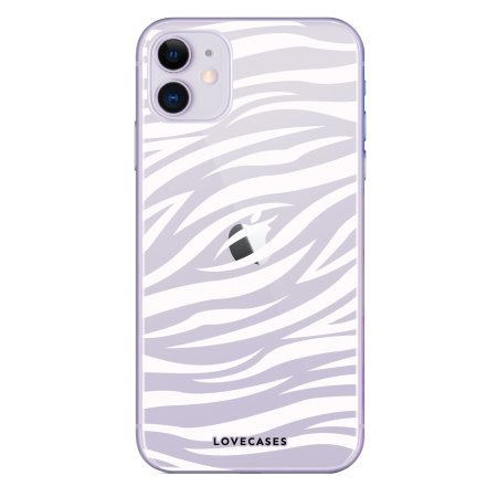 LoveCases iPhone 11 Zebra Phone skal - Klar gul - Clear White