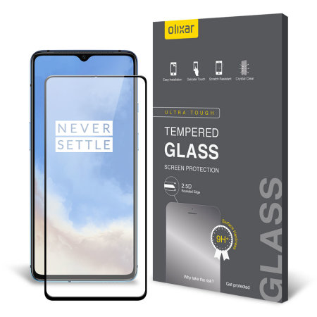 Olixar OnePlus 7T Tempered Glass Screen Protector - Black