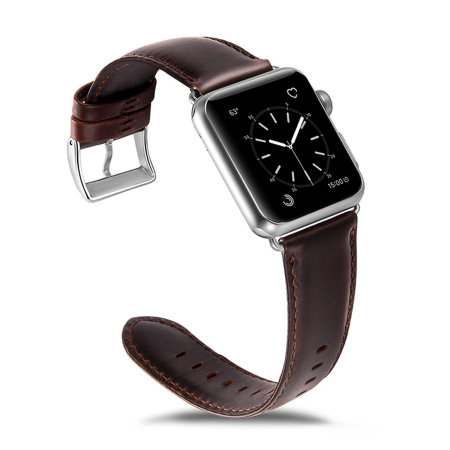 Olixar Genuine Leather Apple Watch 40mm 38mm Strap Brown