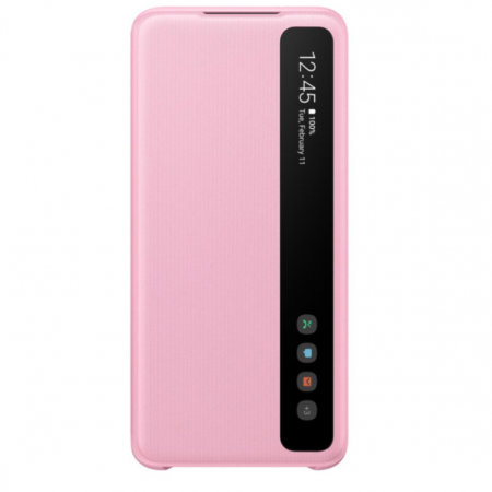 Officiële Clear View Cover Samsung Galaxy S20 Hoesje - Roze
