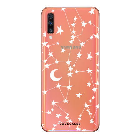 LoveCases Samsung Galaxy A70 Gel Case - White Stars & Moons