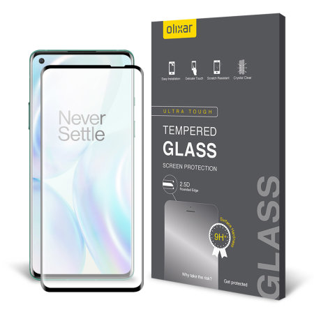 Olixar OnePlus 8 Tempered Glass Screen Protector - Black