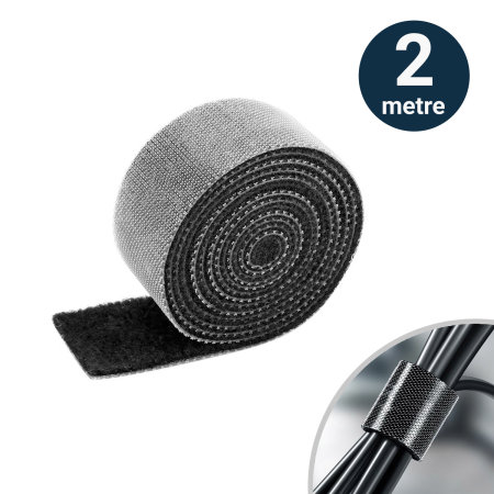 Olixar Velcro Strip Roll for Cable Management - 2m Black