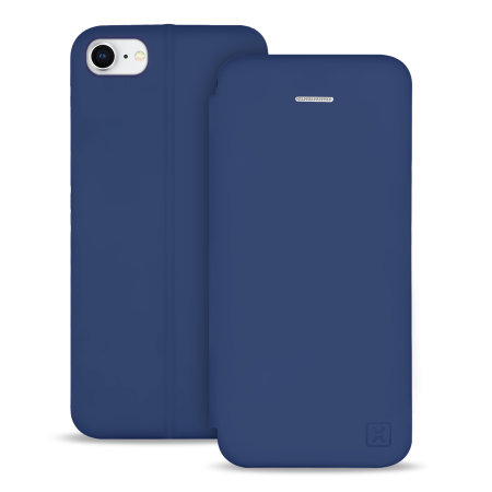 Olixar Soft Silicone iPhone SE 2020 Wallet Case - Navy Blue