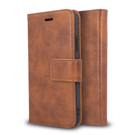 Olixar Genuine Leather iPhone SE 2020 Wallet Case - Brown