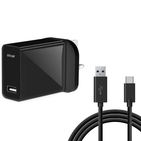 Olixar High Power UK Mains Charger With USB-C Cable 1m - Black