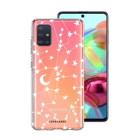 LoveCases Samsung Galaxy A71 Gel Case - White Stars And Moons