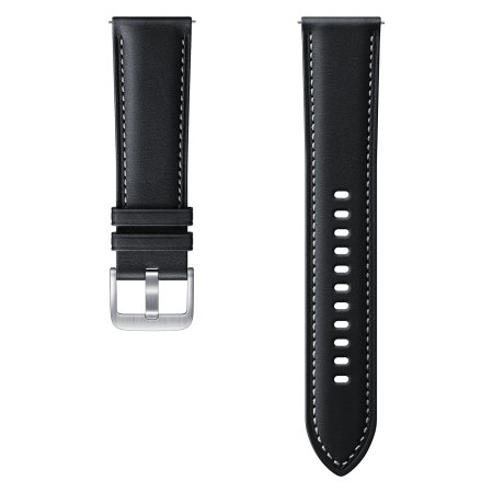 Official Samsung Watch Stitch Leather 22mm Strap  - Black