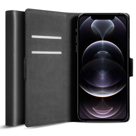 Olixar Genuine Leather iPhone 12 Pro Wallet Case - Black