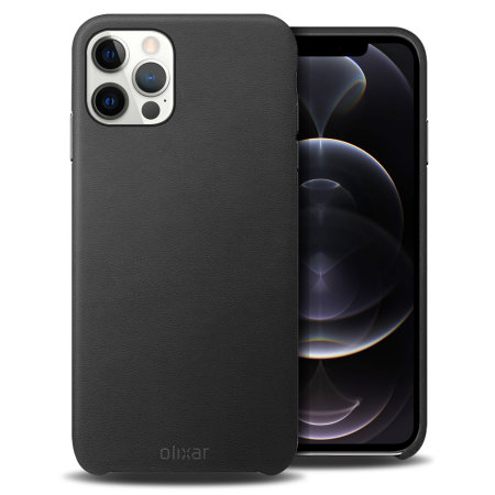 Olixar Genuine Leather iPhone 12 Pro Case - Black