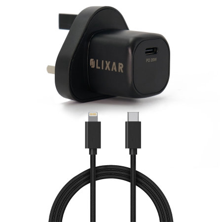 Olixar 20W Fast Mains Charger & USB to Lightning 1.5m Cable - Black