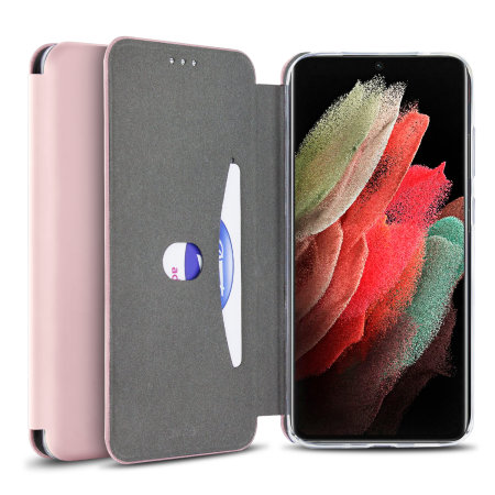 Olixar Soft Silicone Pink Wallet Case - For Samsung Galaxy S21 Ultra