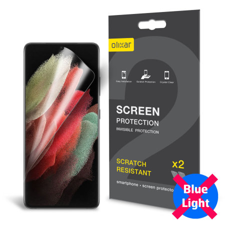 Olixar 2 Pack Anti-Blue Light FilmScreen Protector - For Samsung Galaxy S21 Ultra