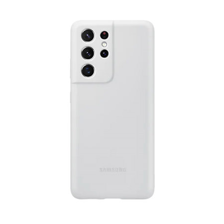 Official Samsung Light Grey Silicone Cover Case - For Samsung Galaxy S21 Ultra
