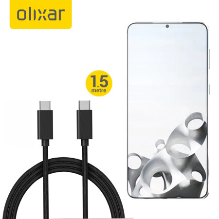 Olixar 1.5 100W Braided USB-C To C Cable - For Samsung Galaxy S21 Plus