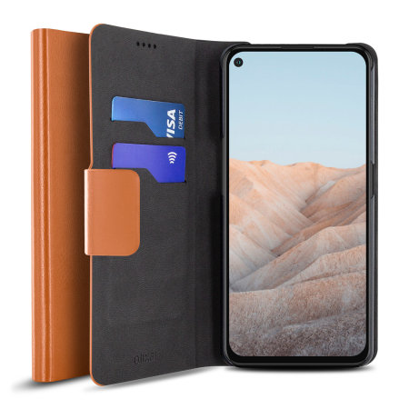 Olixar Leather-Style Google Pixel 5a Wallet Stand Case - Brown