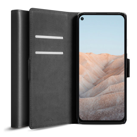 Olixar Genuine Leather Google Pixel 5a Wallet Stand Case - Black