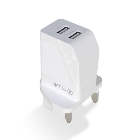 Muvit For Change Eco-Friendly Dual USB Port 24W UK Wall Charger- White